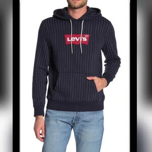 New Levi's modern batwing logo chalk stripe print hoodie pinstripe sweatshirt